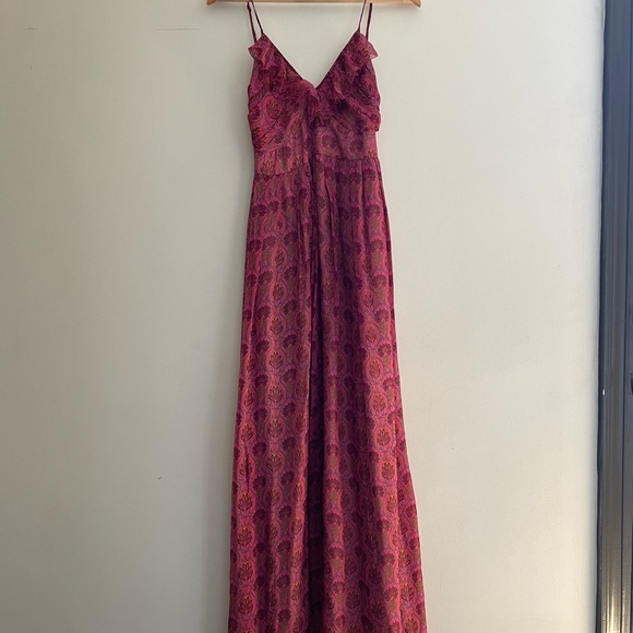 Deep Pink Silk Maxi Dress - Picture 1 of 5